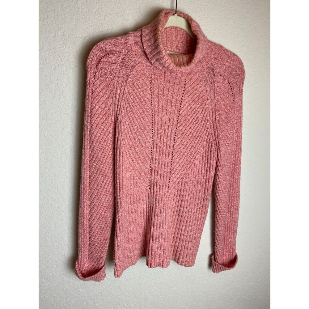 Sundance Womens Knitted Sweater Coral Pink Size M Solid Turtleneck Long Sleeve